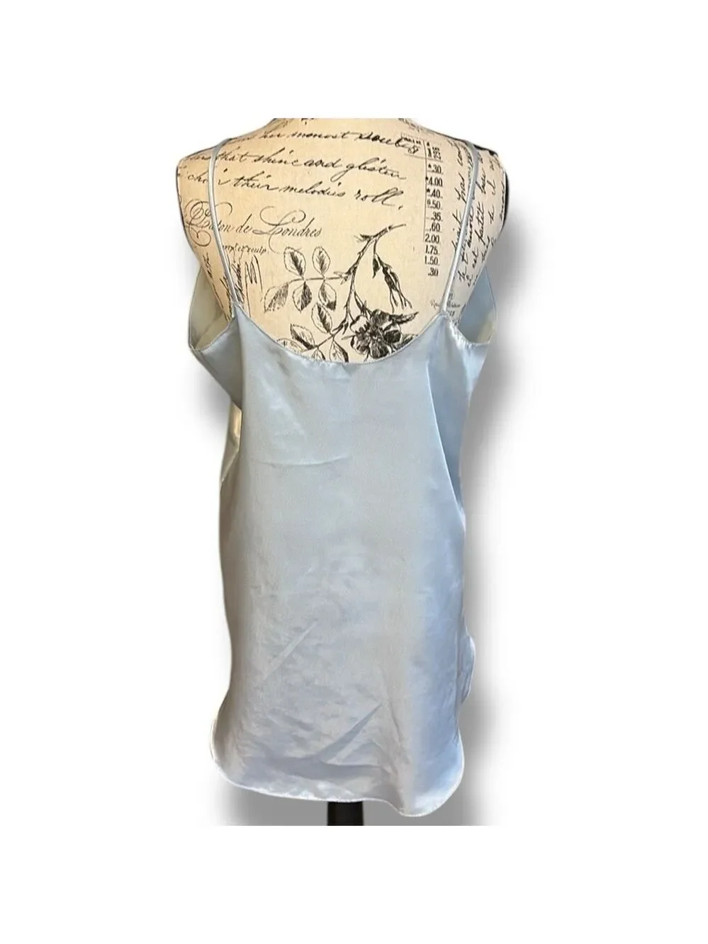 Vintage Silky Slip Chemise Spaghetti Straps Pale Blue Size M - Picture 3 of 5